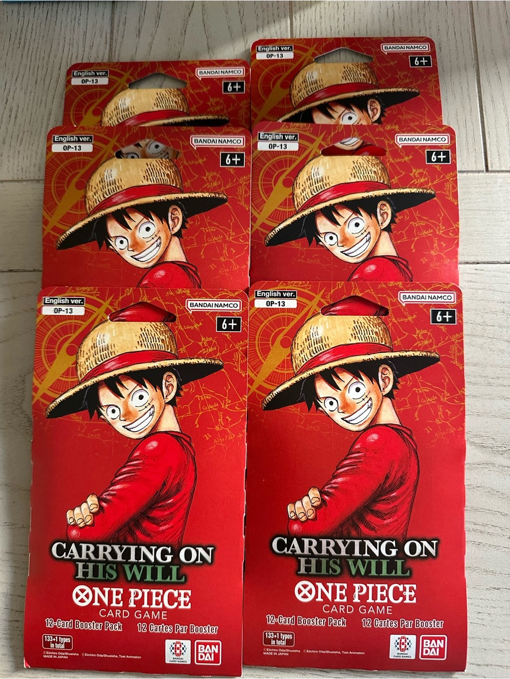 One Piece Card Game Booster Pack - Red (Bandai)6 pack